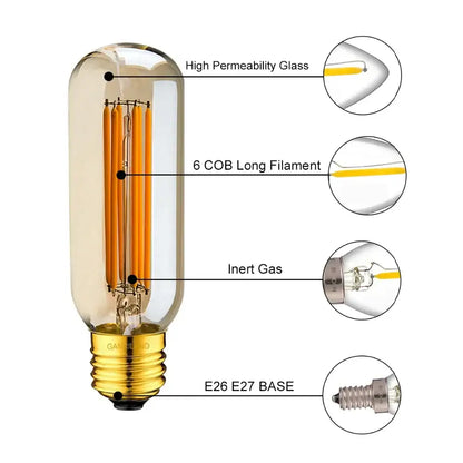 Vintage amber led tubular filament bulb living room dimmable light