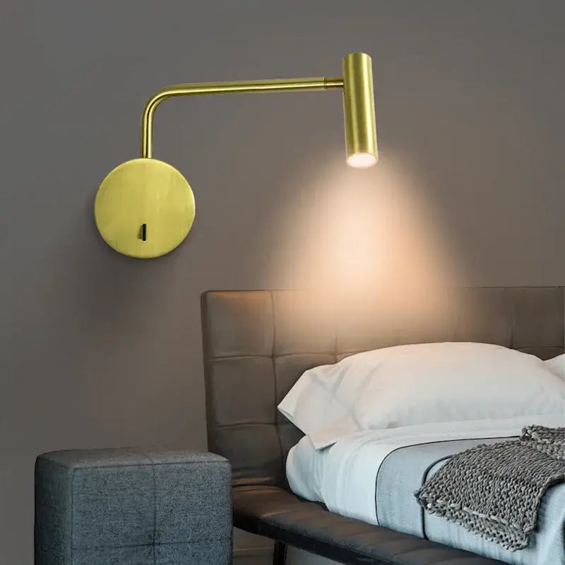 Modern gold led wall lamp with reading light bedroom wall mounted