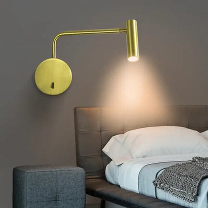 Modern gold led wall lamp with reading light bedroom wall mounted