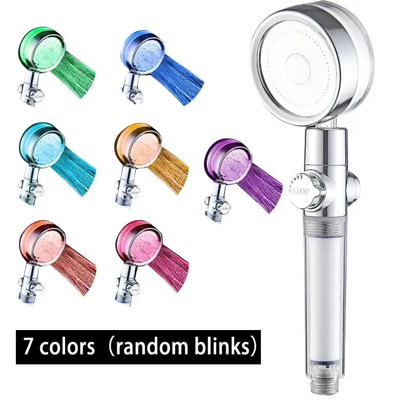 Modern chrome 7-color led handheld shower head bathroom high pressure