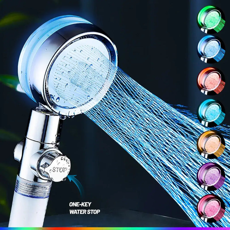 Modern chrome 7-color led handheld shower head bathroom high pressure