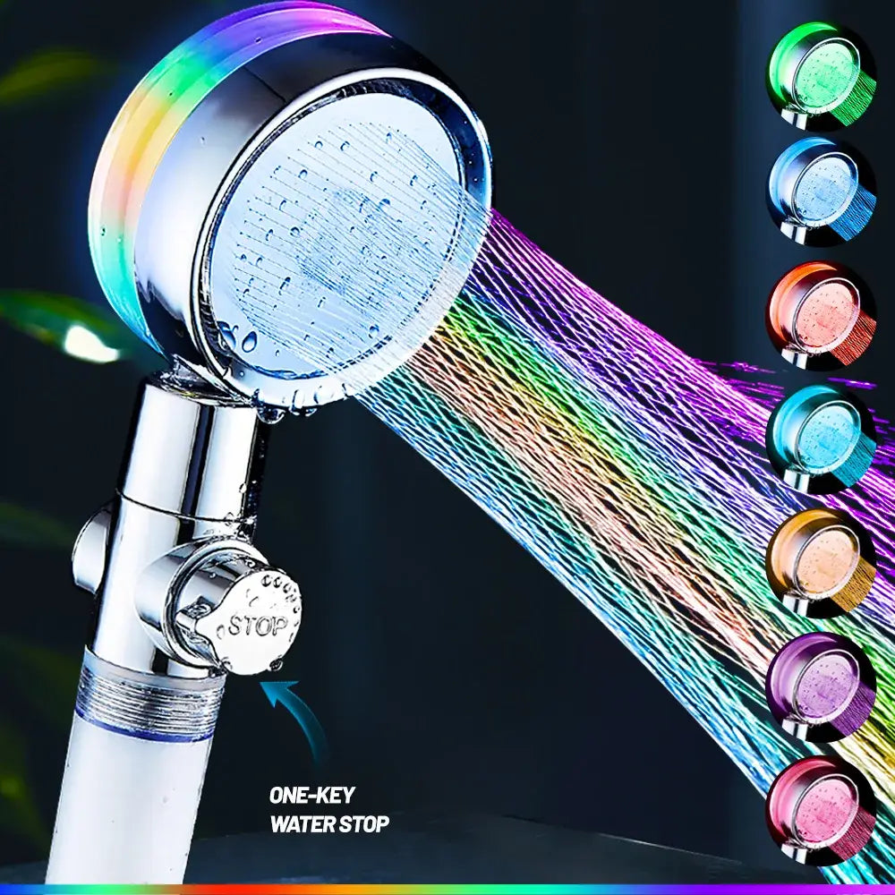 Modern chrome 7-color led handheld shower head bathroom high pressure