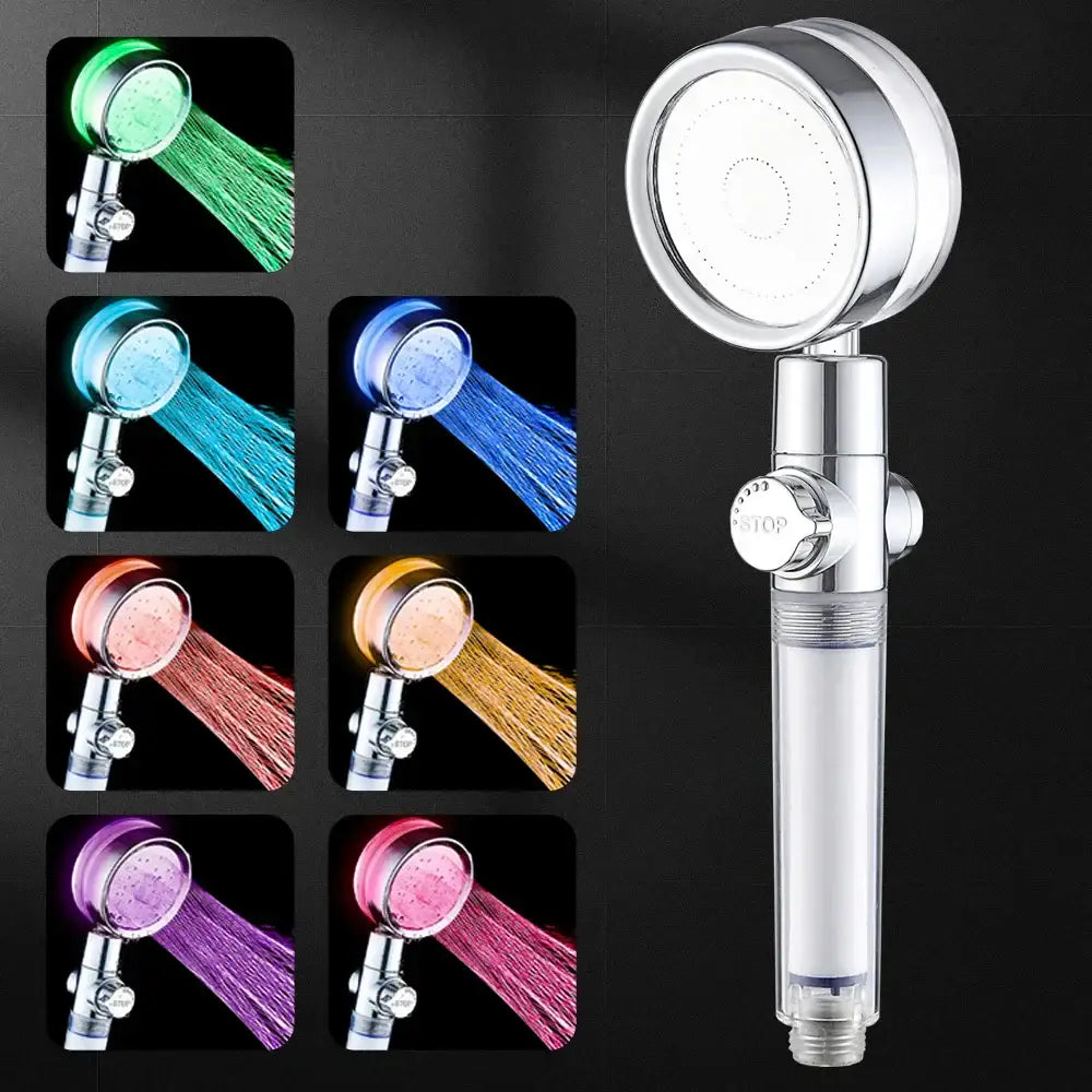 Modern chrome 7-color led handheld shower head bathroom high pressure