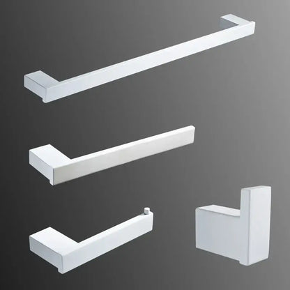 Modern white rectangular 7-piece bathroom hardware set
