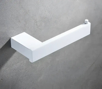 Modern white rectangular 7-piece bathroom hardware set