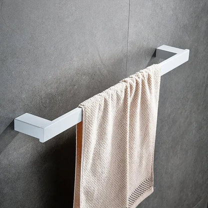 Modern white rectangular 7-piece bathroom hardware set