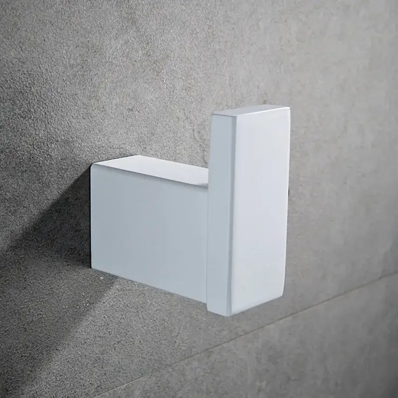 Modern white rectangular 7-piece bathroom hardware set