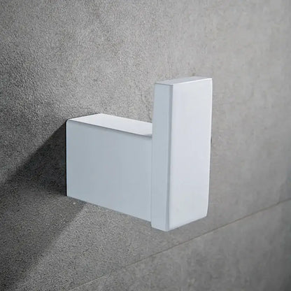 Modern white rectangular 7-piece bathroom hardware set