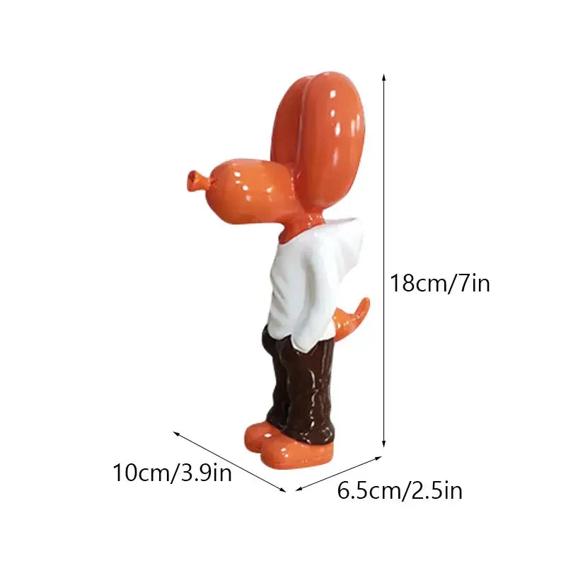 Glossy blue & beige balloon dog statue living room decor figurine