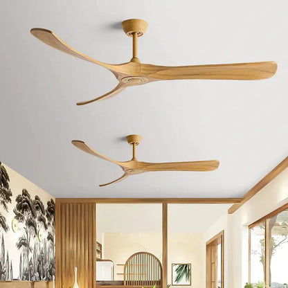 Modern black and brown wooden blade ceiling fan for restaurant