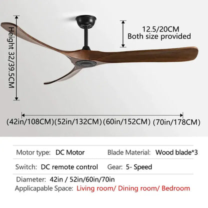 Modern black and brown wooden blade ceiling fan for restaurant