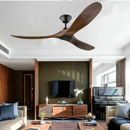 Modern dark wood ceiling fan with remote control living room