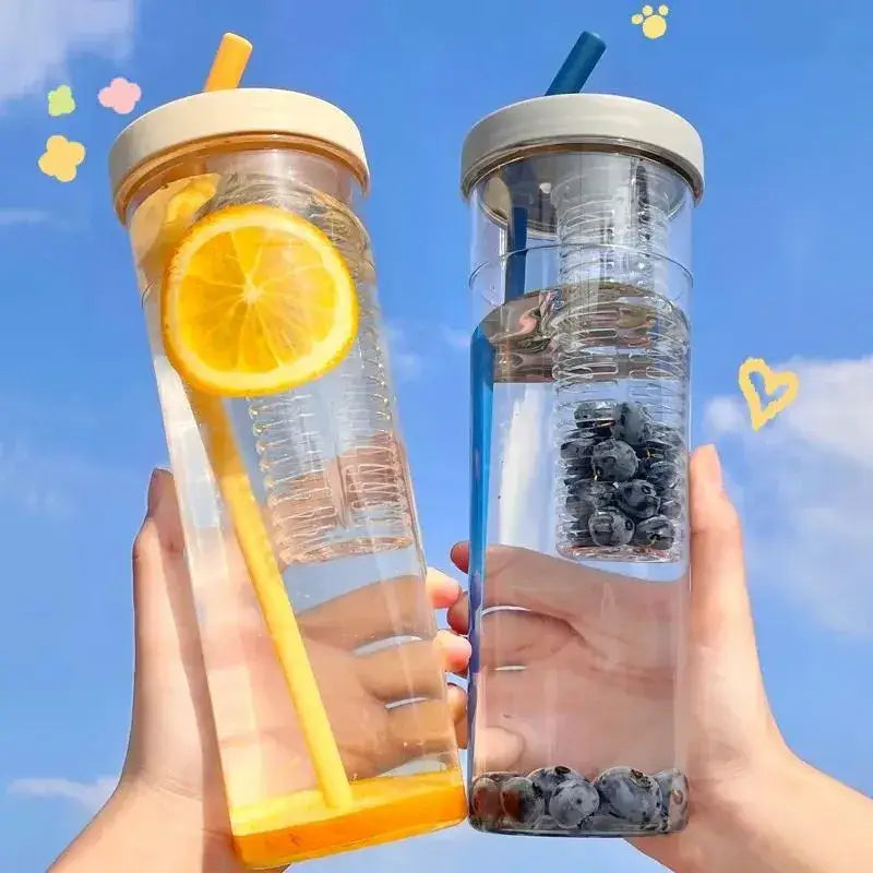 Modern transparent filtered water bottle fruit infuser kitchen sport