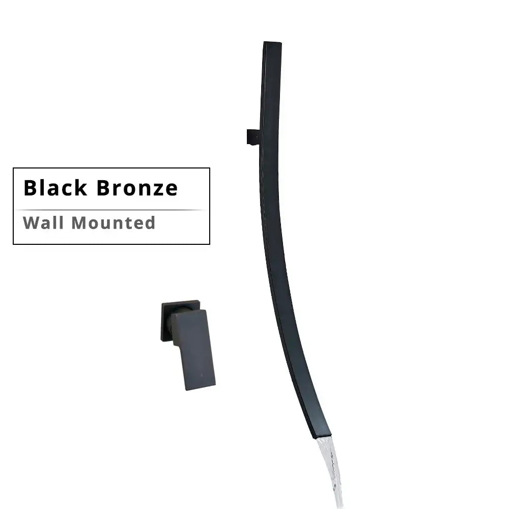 Minimalist black bronze waterfall basin mixer tap bathroom faucet