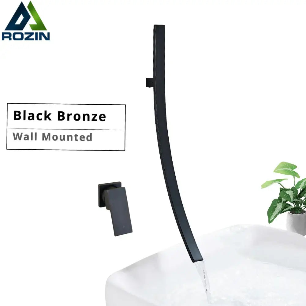 Minimalist black bronze waterfall basin mixer tap bathroom faucet