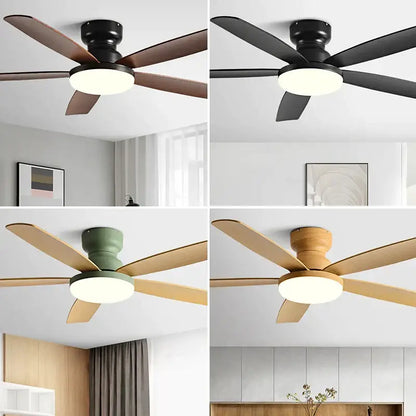 Modern black and dark brown low floor fan light chandelier living room