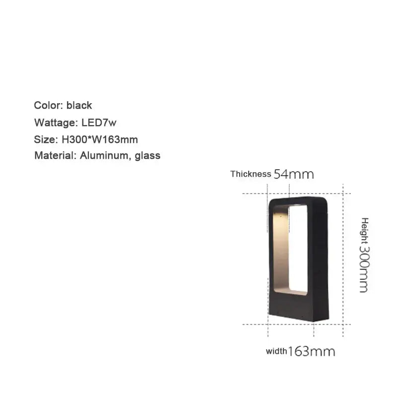 Modern black led aluminum garden bollard light garden pathway lamp