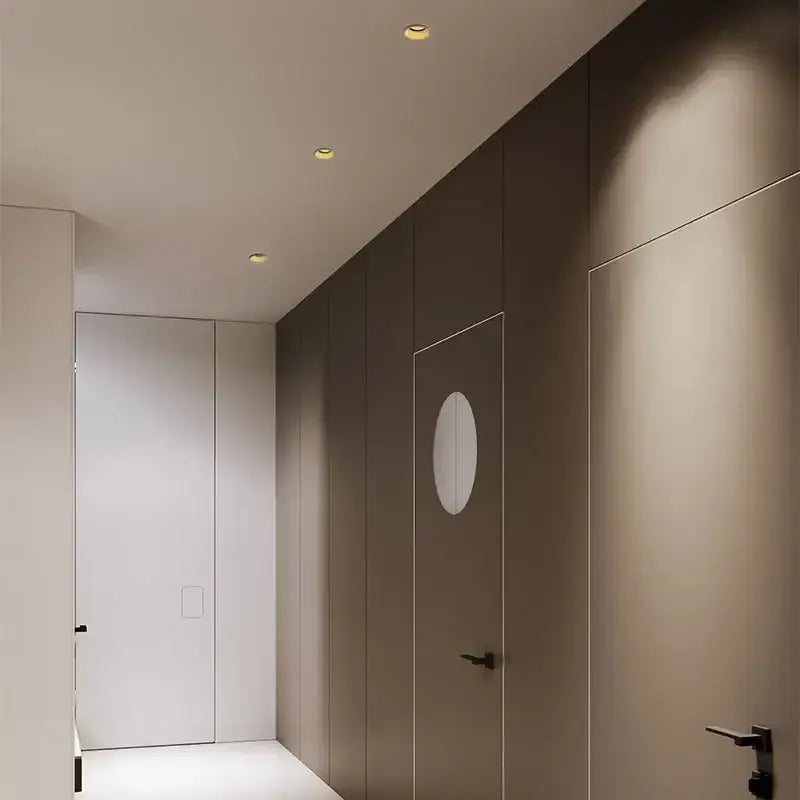 Minimalist taupe and white led recessed downlight hallway spot light