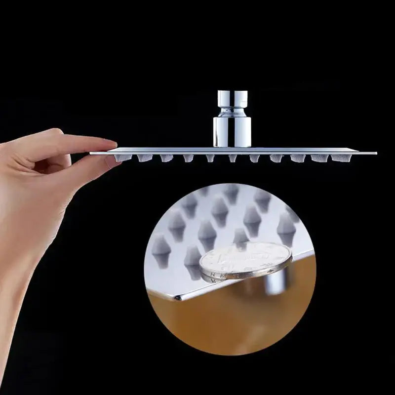 Modern square chrome shower set bathroom rainfall head