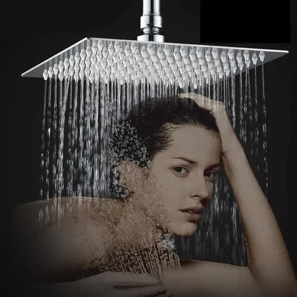 Modern square chrome shower set bathroom rainfall head