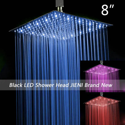 Modern ultra-thin black square rain shower head for bathroom