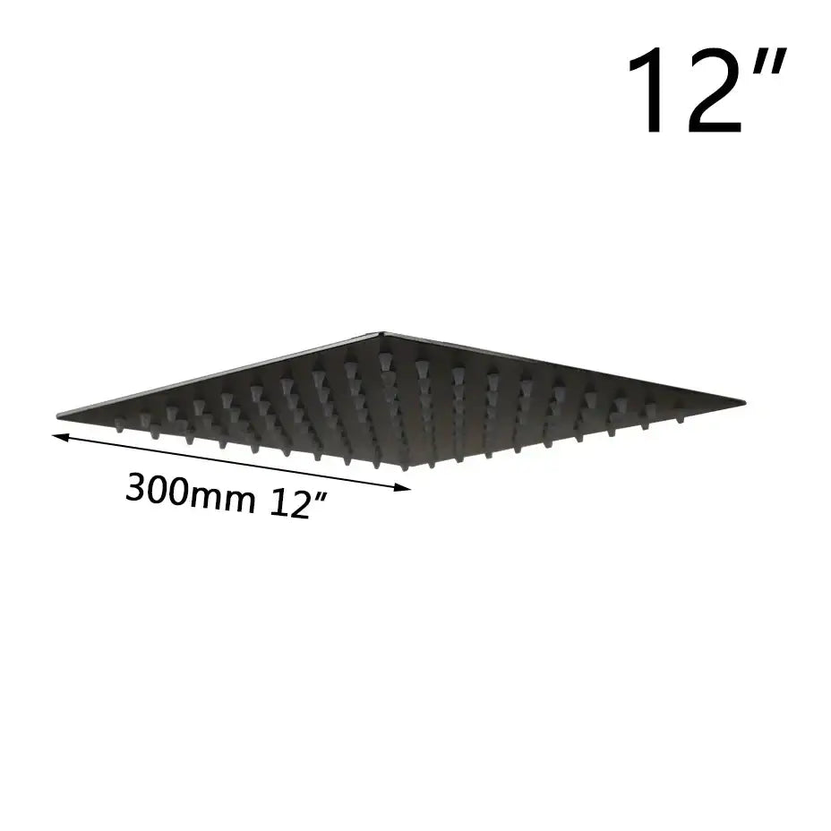 Modern ultra-thin black square rain shower head for bathroom