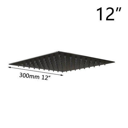Modern ultra-thin black square rain shower head for bathroom