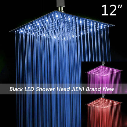 Modern ultra-thin black square rain shower head for bathroom