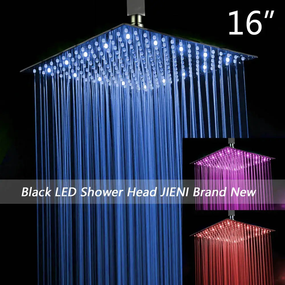 Modern ultra-thin black square rain shower head for bathroom