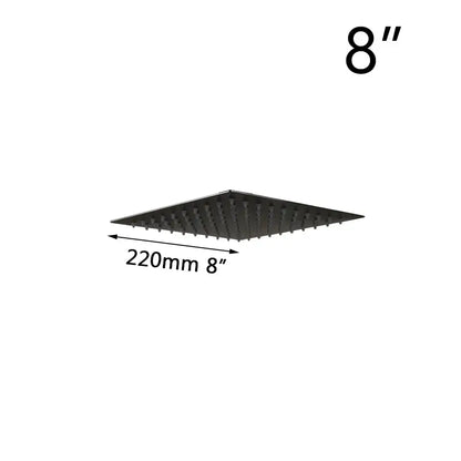 Modern ultra-thin black square rain shower head for bathroom