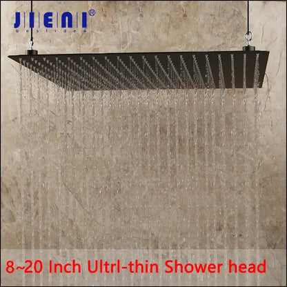 Modern ultra-thin black square rain shower head for bathroom