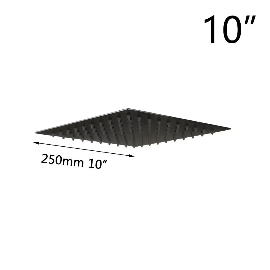 Modern ultra-thin black square rain shower head for bathroom