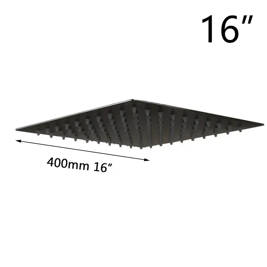 Modern ultra-thin black square rain shower head for bathroom