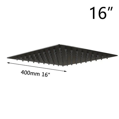 Modern ultra-thin black square rain shower head for bathroom