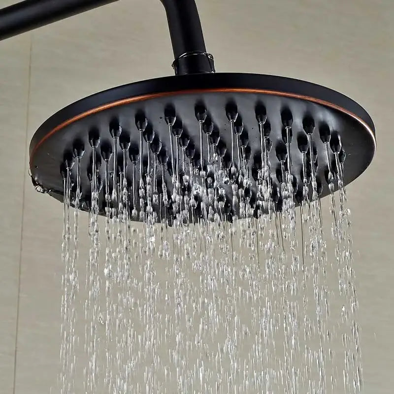 Antique brass & matte black rainfall shower faucet bathroom head