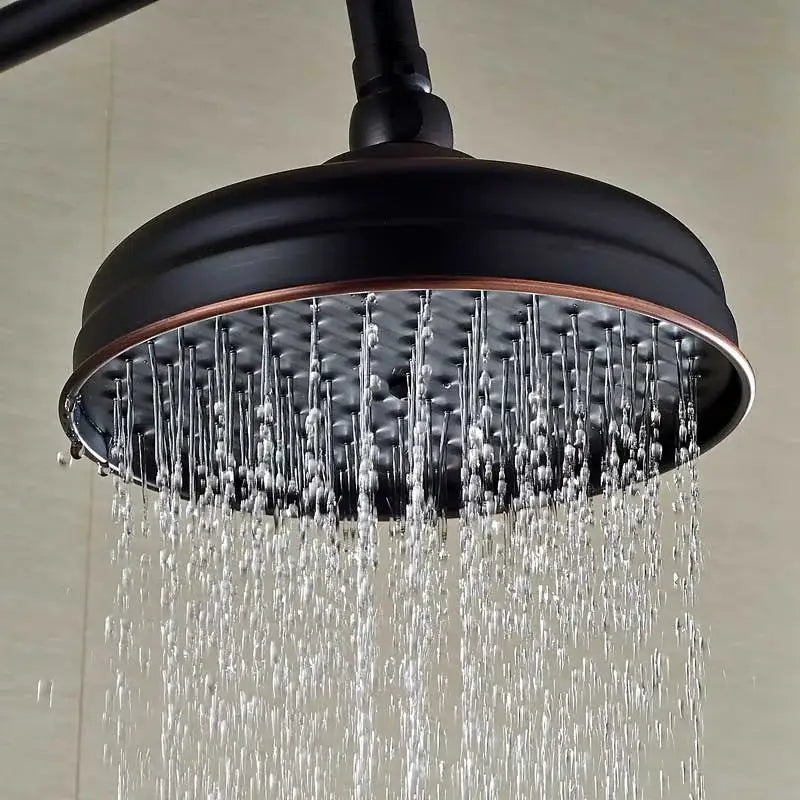 Antique brass & matte black rainfall shower faucet bathroom head