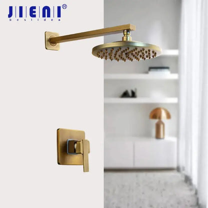 Modern antique brass rainfall shower faucet set bathroom hand shower