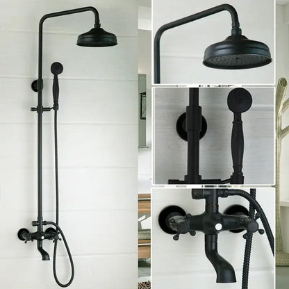 Matte black & white rain shower set with handheld spray bathroom