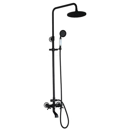 Matte black & white rain shower set with handheld spray bathroom
