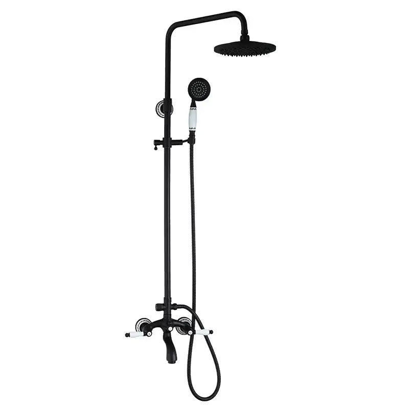 Matte black & white rain shower set with handheld spray bathroom
