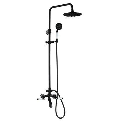 Matte black & white rain shower set with handheld spray bathroom