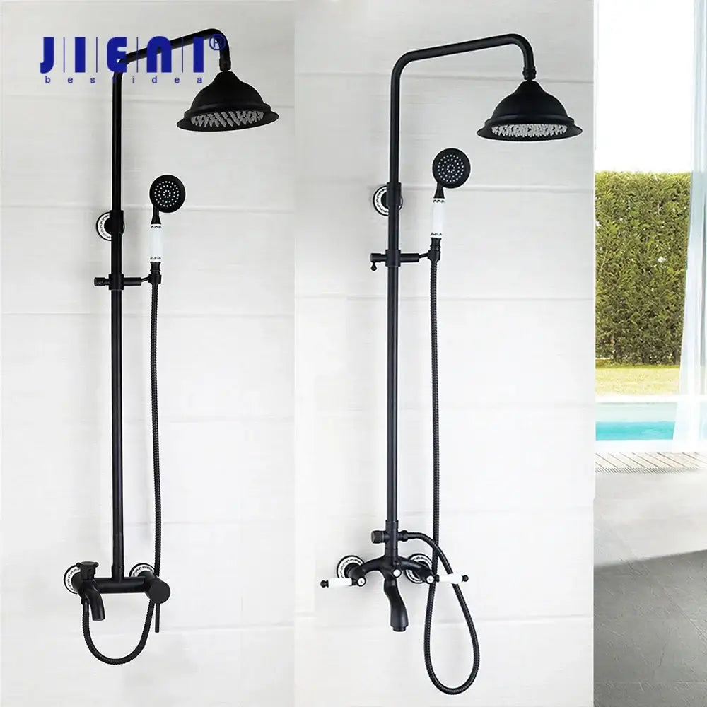 Matte black & white rain shower set with handheld spray bathroom