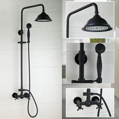 Matte black & white rain shower set with handheld spray bathroom