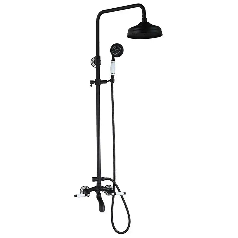 Matte black & white rain shower set with handheld spray bathroom