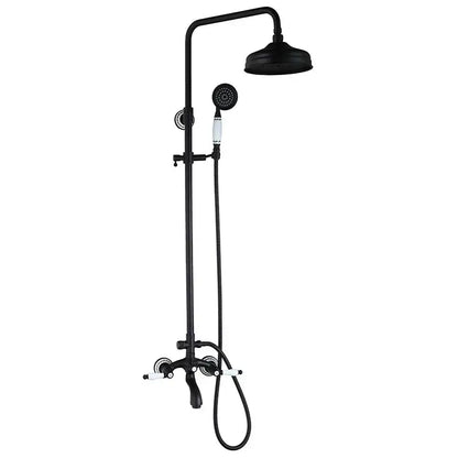 Matte black & white rain shower set with handheld spray bathroom