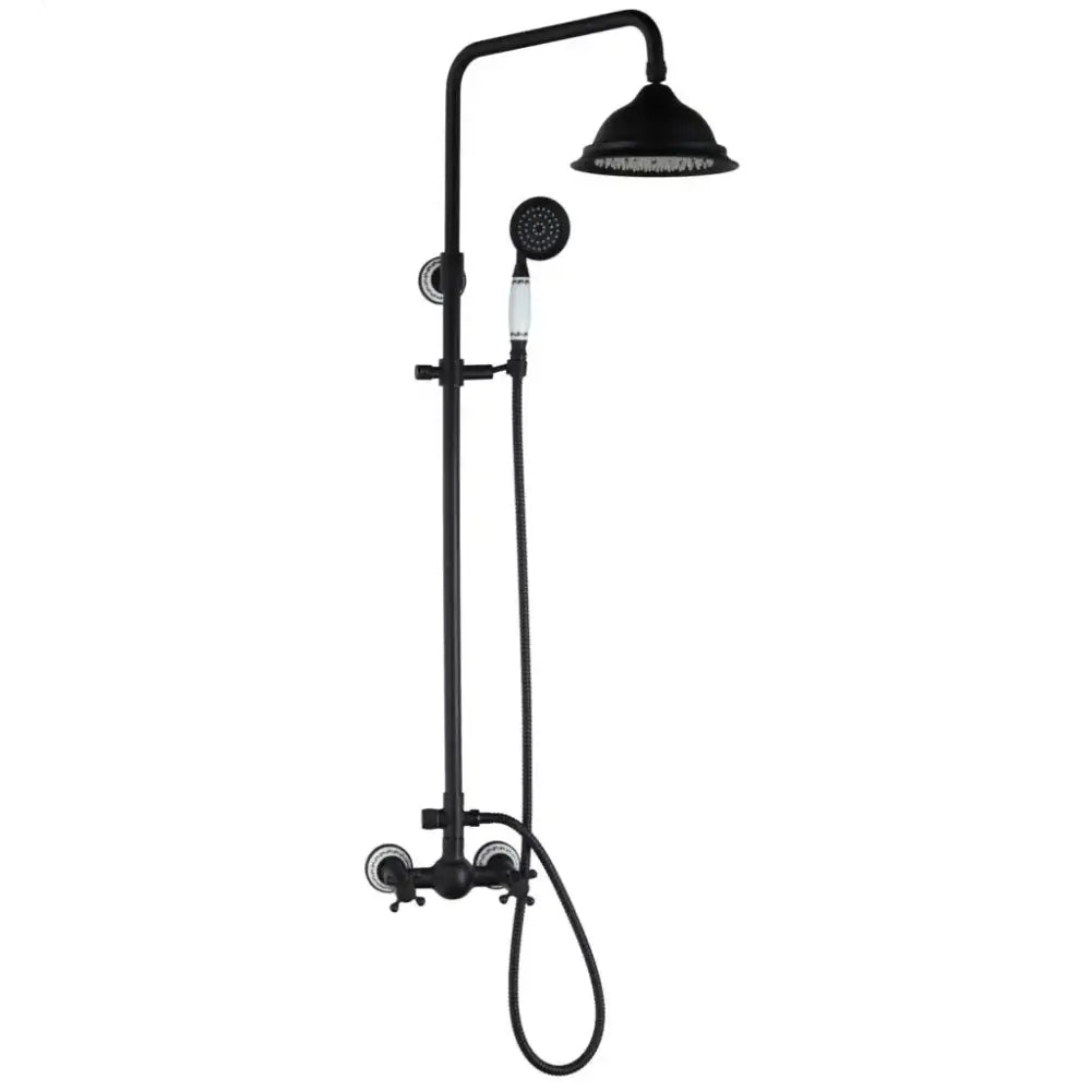 Matte black & white rain shower set with handheld spray bathroom