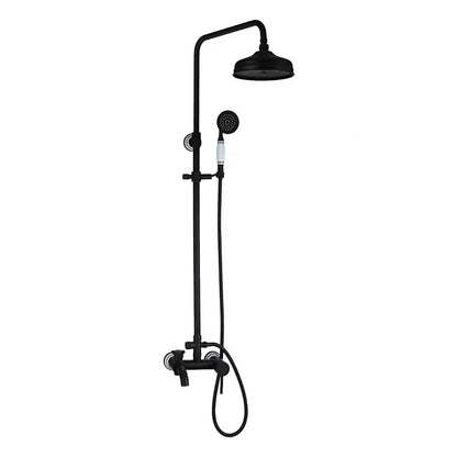 Matte black & white rain shower set with handheld spray bathroom