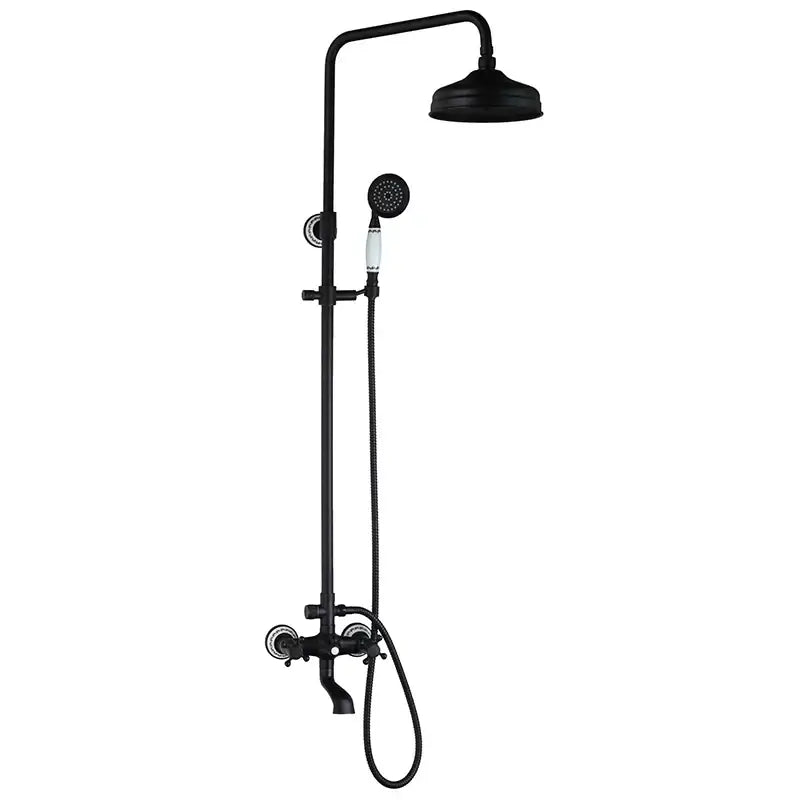 Matte black & white rain shower set with handheld spray bathroom