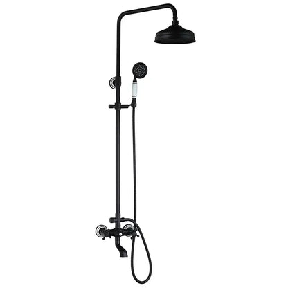 Matte black & white rain shower set with handheld spray bathroom