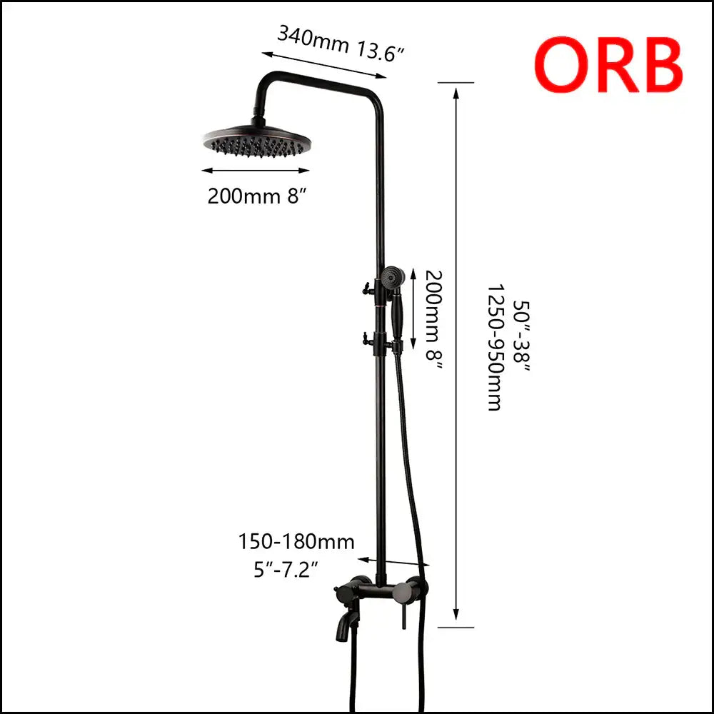 Matte black & white rain shower set with handheld spray bathroom